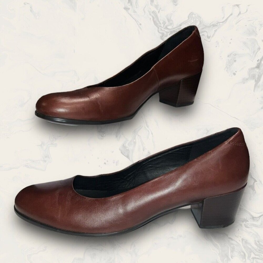 Ecco Classic Brown Pump Comfort Leather Dress Shoes Women’s Size 10B